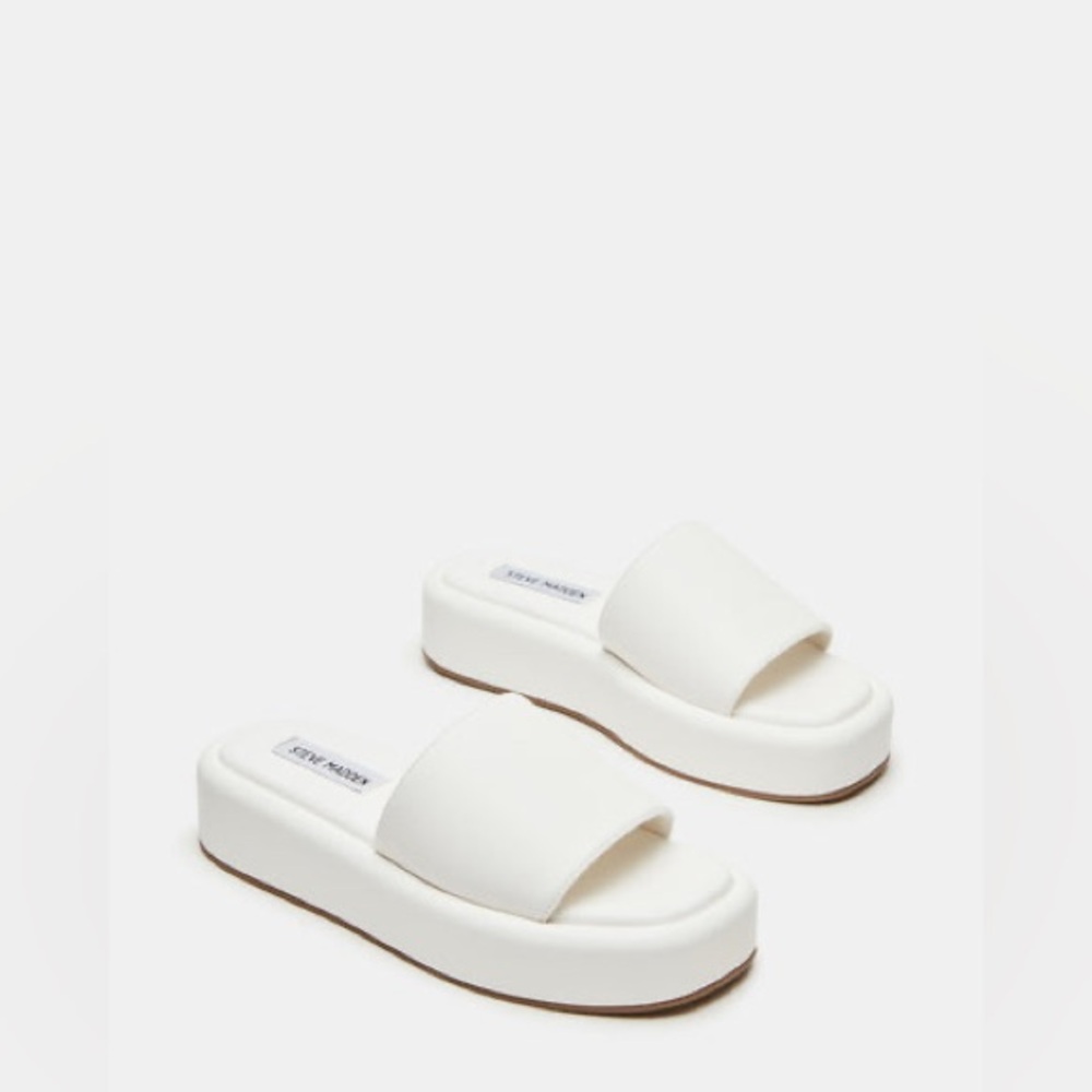 Steve Madden White Platform Square Toe Flat Wedge… - image 4
